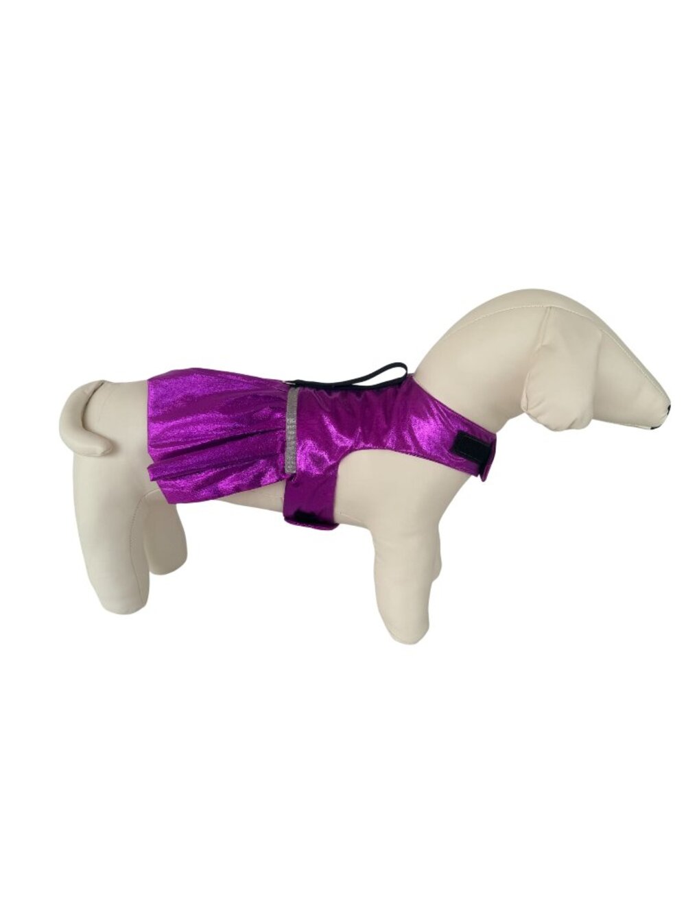 Handmade Small Dog Adjustable Dress Outfit w Harness Metallic Fuschia Purple
